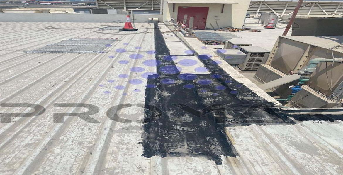 Enerplastic - metal roof waterproofing project by Promax in Dubai, UAE